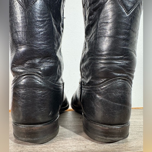 Vintage Justin Boots Men's 3187 Soft Bullhide Leather Roper Boots Size 10 D USA - Picture 11 of 16